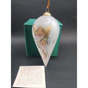 Vtg 1998 Pier 1 Li Bien Angel Blown Glass Teardrop Christmas Ornament Boxed